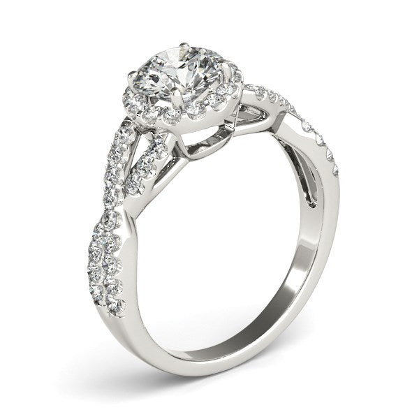 (1 1/2 cttw) Entwined Split Shank Diamond Engagement Ring - 14k White Gold
