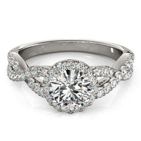 (1 1/2 cttw) Entwined Split Shank Diamond Engagement Ring - 14k White Gold