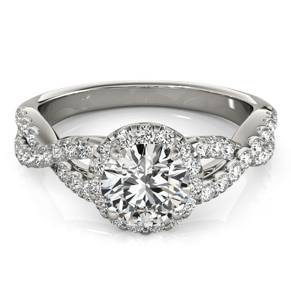 (1 1/2 cttw) Entwined Split Shank Diamond Engagement Ring - 14k White Gold