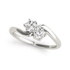 (1/2 cttw) Solitaire Two Stone Diamond Ring - 14k White Gold