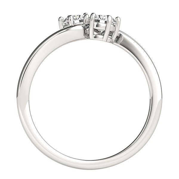 (1/2 cttw) Solitaire Two Stone Diamond Ring - 14k White Gold