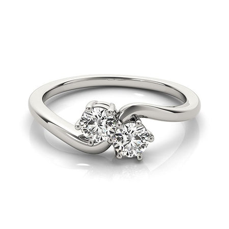 (1/2 cttw) Solitaire Two Stone Diamond Ring - 14k White Gold