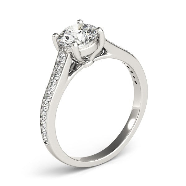 (1 1/3 cttw) Graduated Single Row Diamond Engagement Ring - 14k White Gold