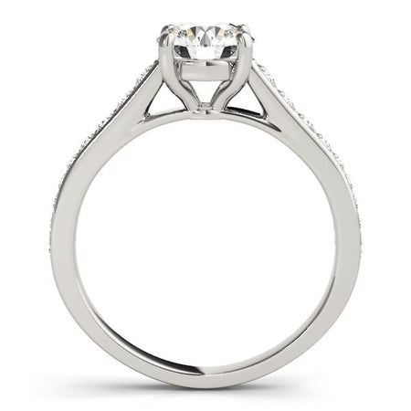 (1 1/3 cttw) Graduated Single Row Diamond Engagement Ring - 14k White Gold