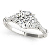 (1 1/8 cttw) Side Clusters Round Diamond Engagement Ring - 14k White Gold