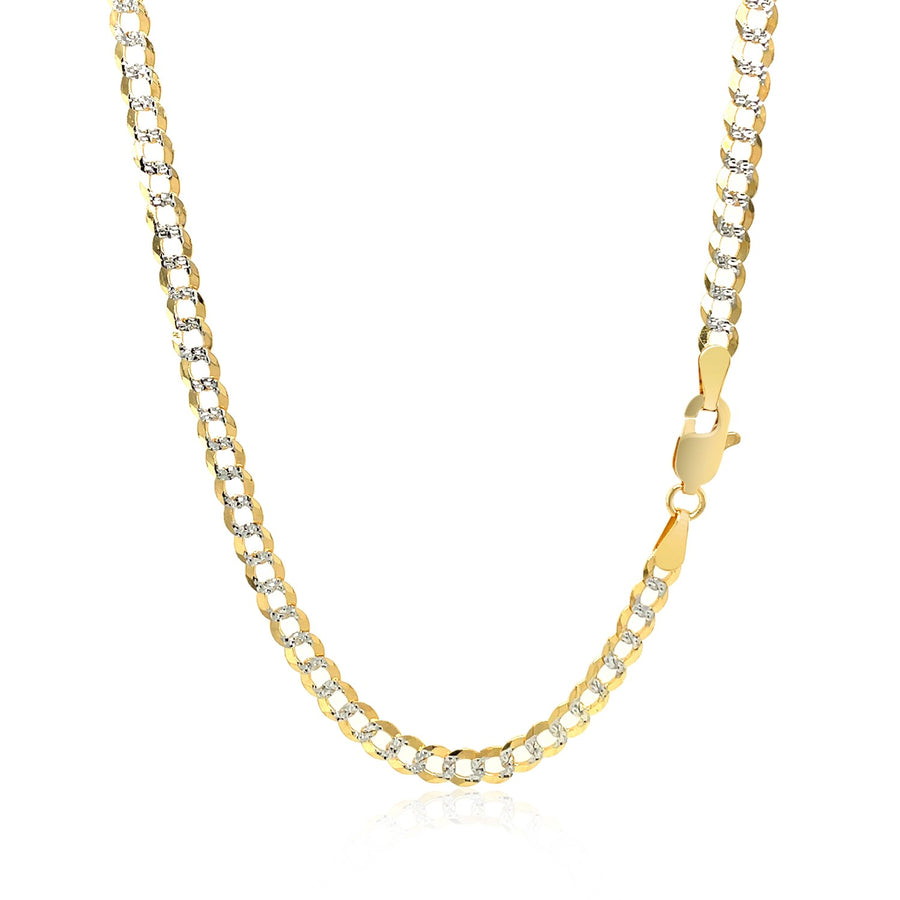 3.6 mm Pave Curb Chain - 14k Two Tone Gold