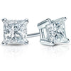 1/2-2 Carat Total Weight Princess Diamond Stud Earrings 4 Prong Push Back (I-J Color I1-I2 Clarity)