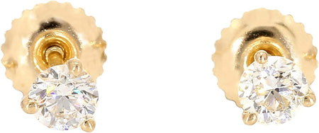 IGI Certified Lab-Created Diamond Stud Earrings Martini Prong 14K Yellow Gold Womens (VS2-SI1 Clarity)