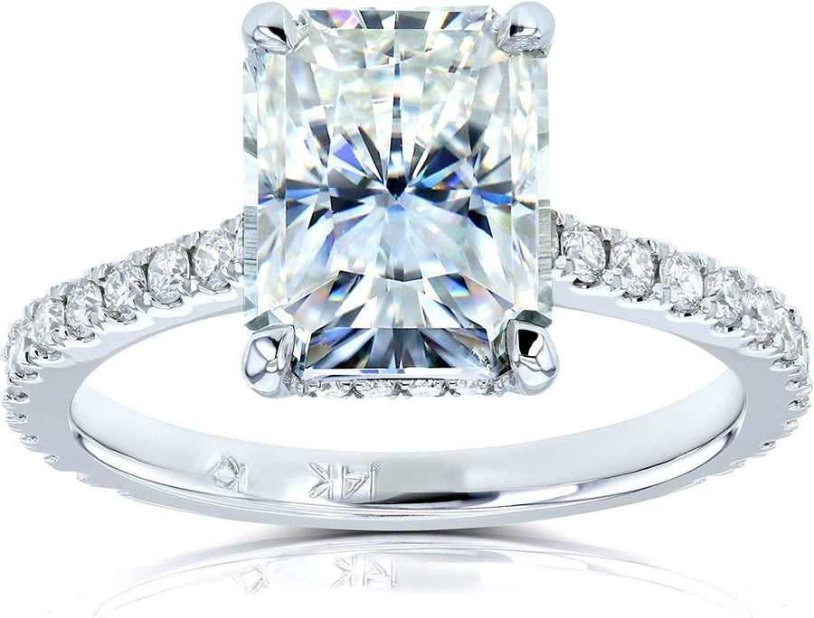 Radiant-Cut Moissanite Engagement Ring 3 1/10 CTW 14K White Gold