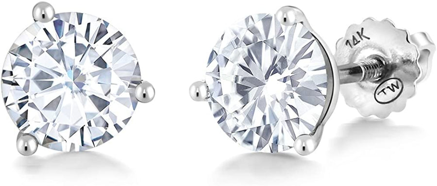 14K Gold Martini Stud Earrings Set round Forever Classic Faint Color 1.60Cttw 6Mm Created Moissanite from Charles & Colvard