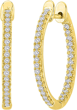 1-5 Carat Total Weight inside Out Diamond Hoop Earrings Premium Collection (H-I Color SI2-I1 Clarity)