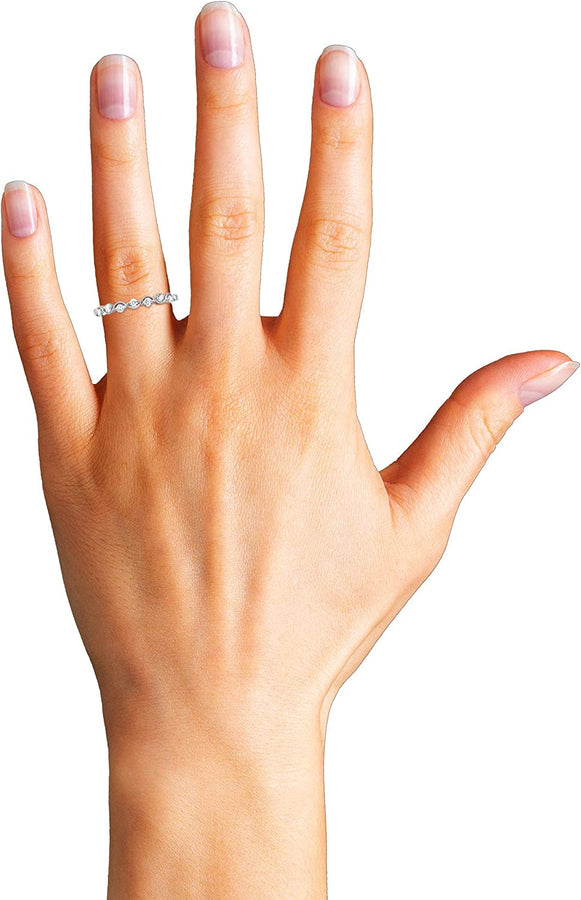 1/4 Cttw, 10K White Gold 7-Stone round Diamond Bridal Wedding Band Ring (1/4 Cttw, I-J, I2)