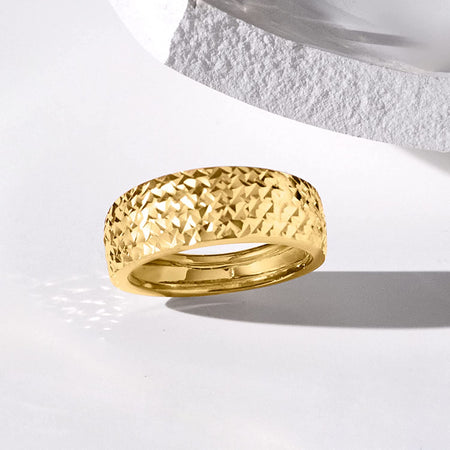 Italian 14Kt Yellow Gold Diamond-Cut Ring