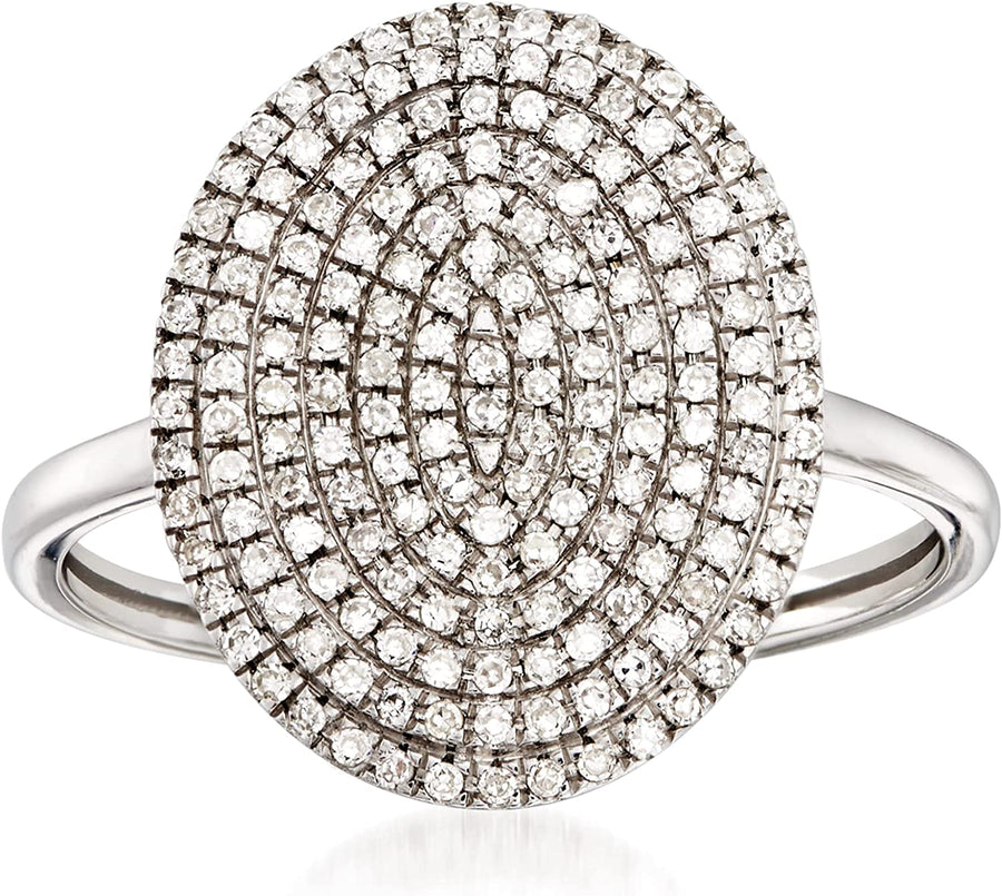 0.35 Ct. T.W. Pave Diamond Oval Ring in 14Kt White Gold