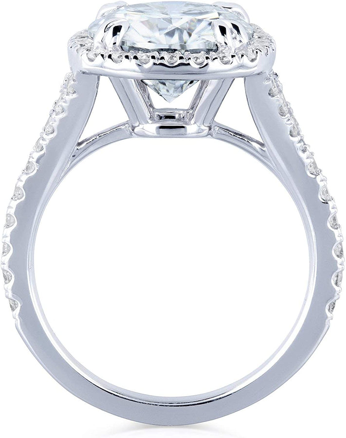 round Forever One Moissanite Halo Engagement Ring 3 5/8 CTW 14K White Gold