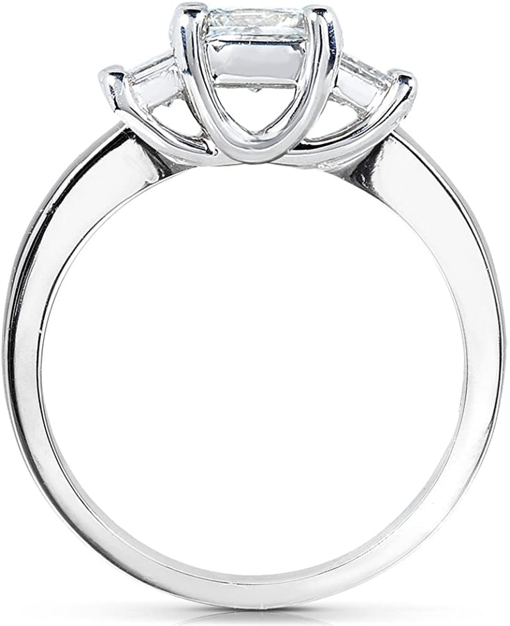 Emerald-Cut Moissanite Three-Stone Engagement Ring 2 3/4 CTW 14K White Gold