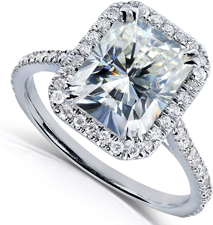 Forever One (D-F) Radiant-Cut Moissanite Engagement Ring 3 Carat (Ctw) in 14K White Gold