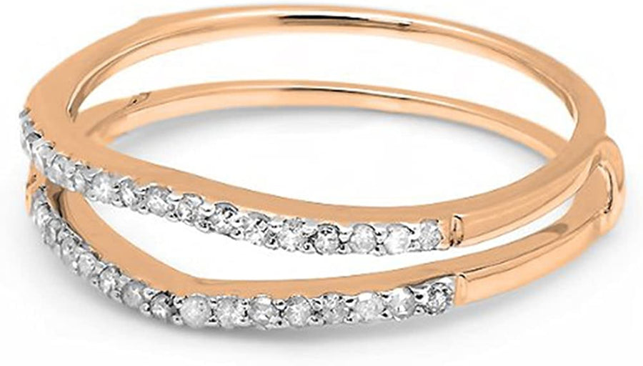 round White Diamond Enhancer Guard Wedding Band for Women 1/4 CT (0.25 Ctw, Color I-J, Clarity I1-I2) in 14K Gold