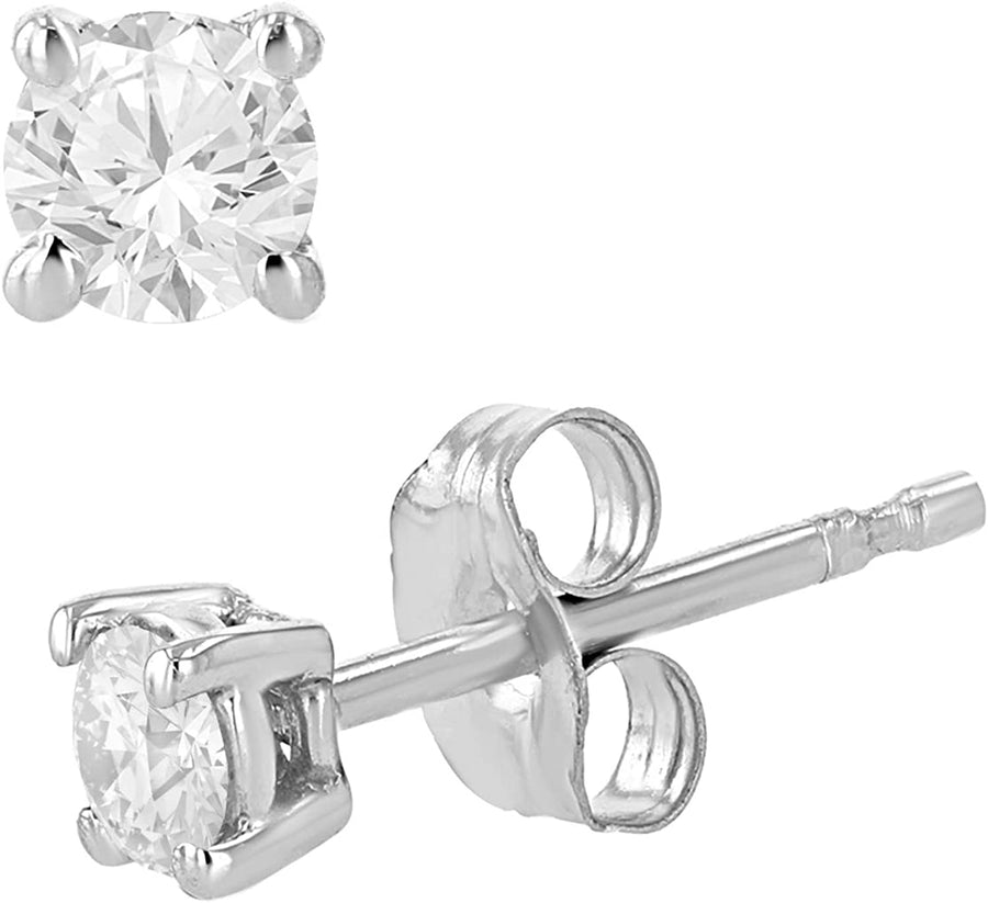 0.10-0.50 Carat Total Weight round Natural Diamond Stud Earrings for Women in 14K White, Yellow, or Rose Gold with Push Backs (0.30Cttw and up IGL Certified) - (JK Color, I1 Clarity)