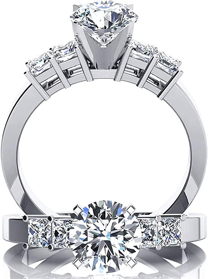 1.5 CT. T.W. round Cut Moissanite Engagement Rings for Women for Women Platinum Plated Silver