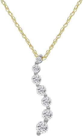 AGS Certified 1/2Ct TW Journey Diamond Pendant Necklace in 10K Gold on an 18 Inch 10K Gold Chain | Real Diamonds in Real 10K White Gold or Yellow Gold