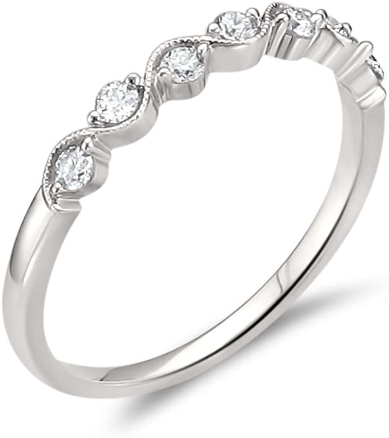 1/4 Cttw, 10K White Gold 7-Stone round Diamond Bridal Wedding Band Ring (1/4 Cttw, I-J, I2)