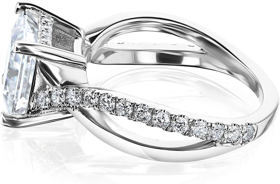 Ribbon Bypass Forever One Princess Moissanite Engagement Ring