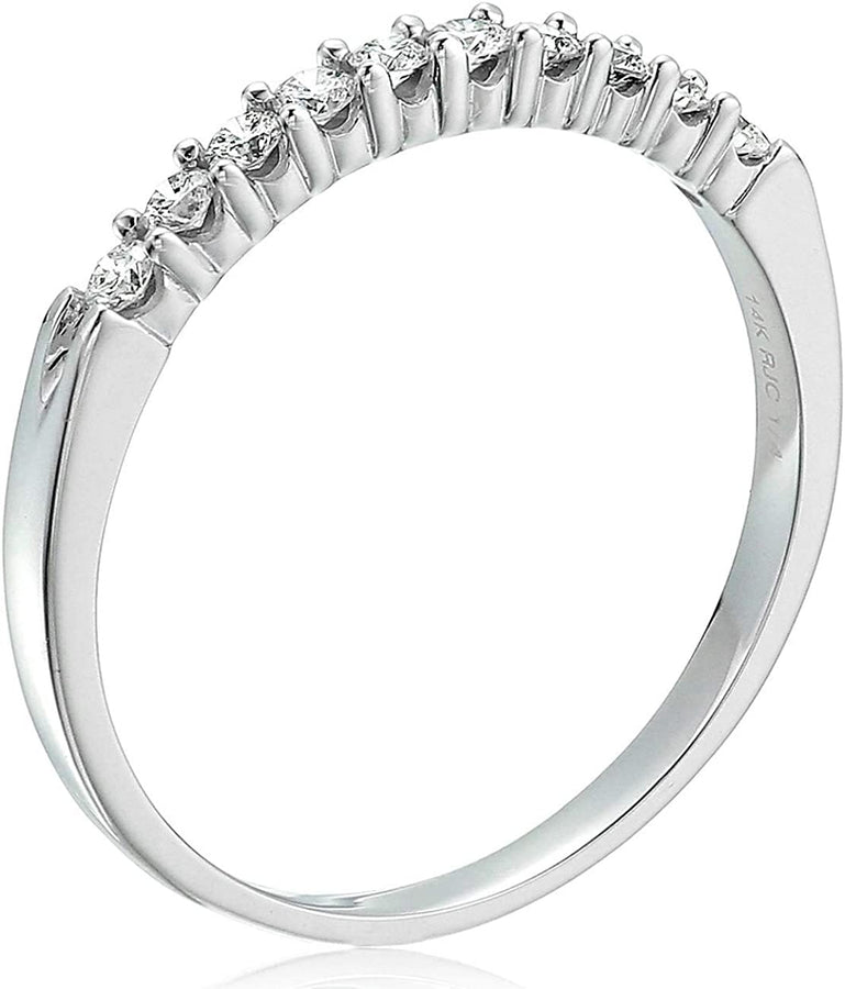 1/4 Carat (Ctw) Diamond Wedding Anniversary Band for Women, round Diamond Engagement Ring 14K White Gold 10 Stones Prong Set 0.25 Cttw, Size 4.5-10