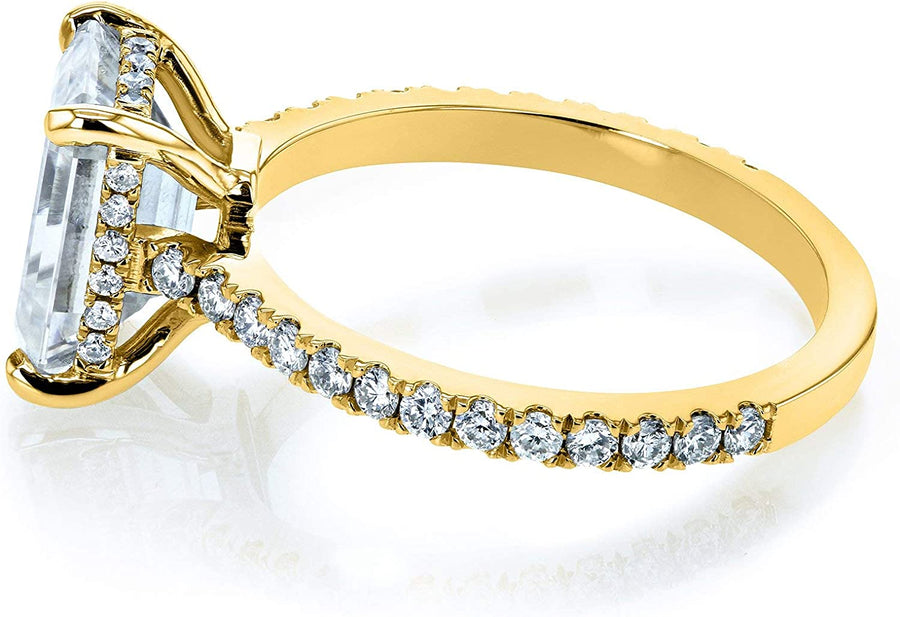 Radiant-Cut Moissanite Engagement Ring 3 1/10 CTW 14K Yellow Gold (DEF/VS, GH/I)