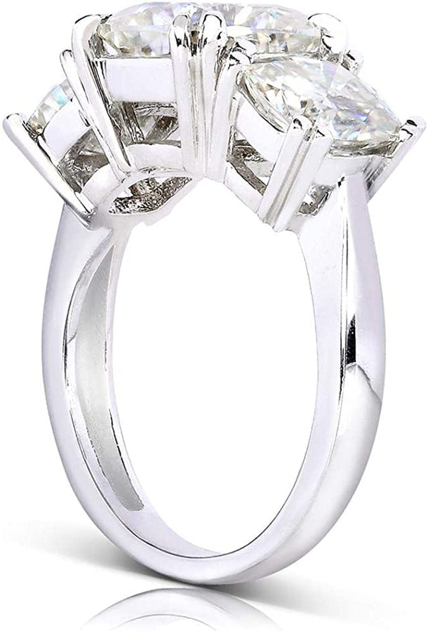 Cushion-Cut Moissanite Three-Stone Engagement Ring 5 CTW 14K White or Yellow Gold