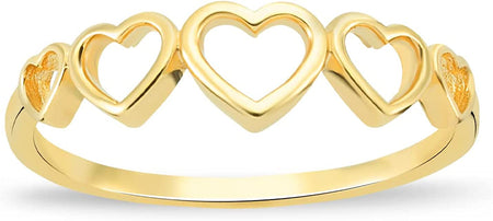 GELIN Open Heart Band Ring in 14K Solid Gold | Eternity Ring for Women | Stacking Rings Jewelry