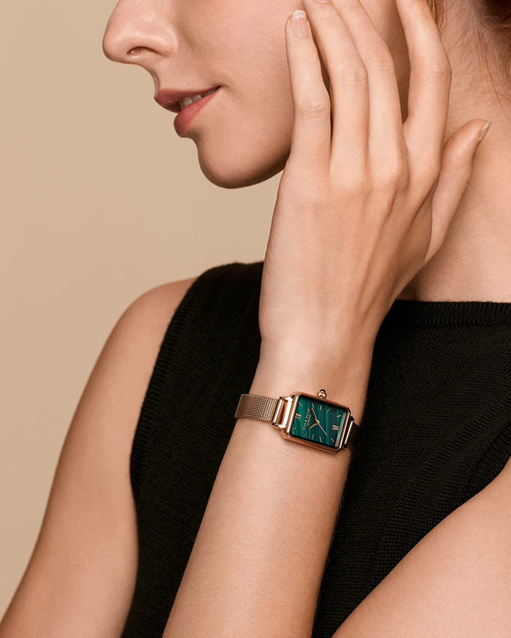 Classic Women'S Watch with Gemstone Inspiration, Ladies Rose Gold Stainless Steel Strap Watch, Classic Gift for Women