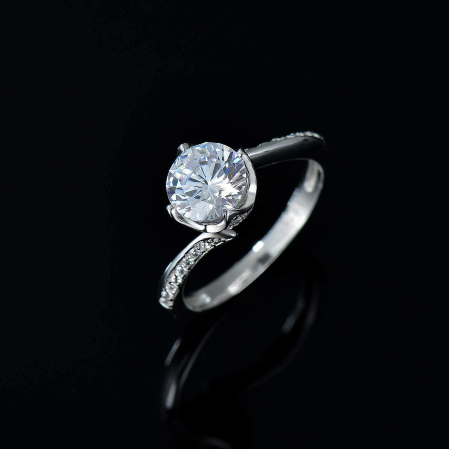 Twisted Rings for Women, 1 Carat Moissanite Diamond Rings Anniversary Sterling Silver Promise Rings Engagement Wedding Jewelry Gifts for Wife Her