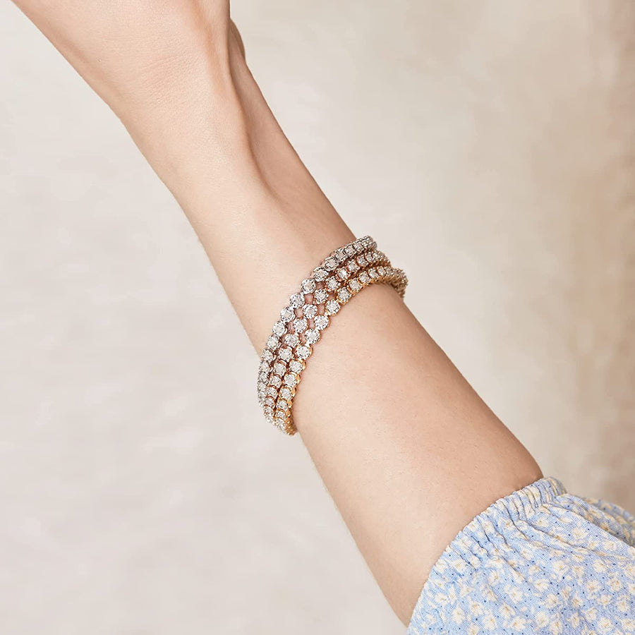 1.00 Carat Real Diamond Circle Link Tennis Bracelet (J, I3) Rhodium Plated over Sterling Silver Illusion Set Miracle Plate Wedding Fashion Jewelry| by  (White, Yellow, Rose Gold Tone)