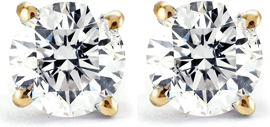 14K White or Yellow Gold 1/4Ct T.W. Diamond Studs Round-Cut Tiny Natural Diamond Earrings Women'S