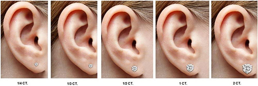 1/2-2 Carat Total Weight Princess Diamond Stud Earrings 4 Prong Screw Back (G-H Color VS1-VS2 Clarity)