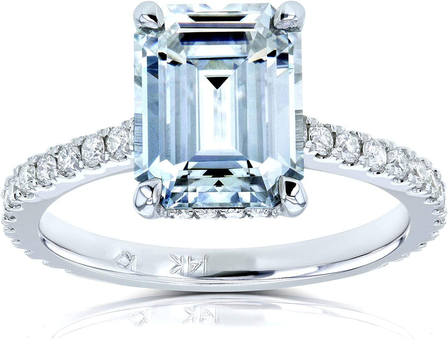 Emerald-Cut Forever One Moissanite Engagement Ring 2 7/8 CTW 14K White Gold