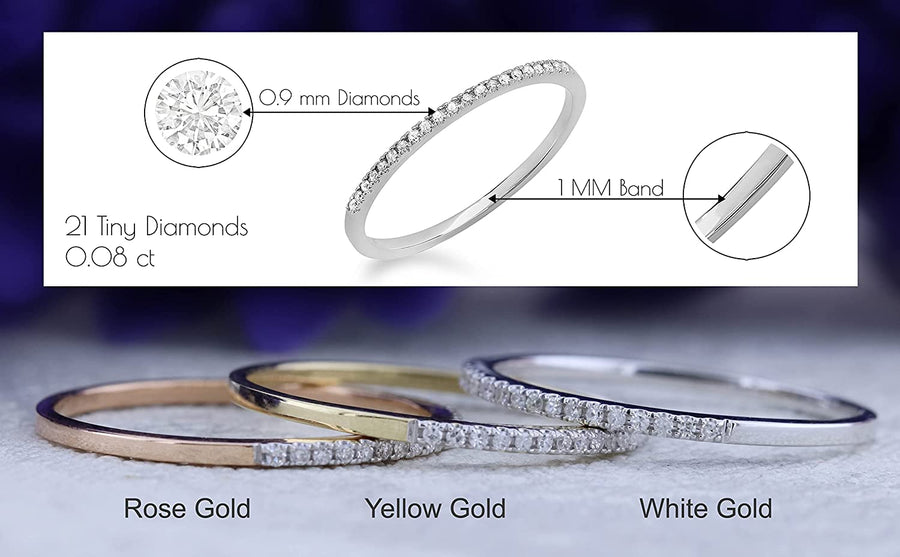 round White Diamond Stackable Wedding Band for Women (0.08 Ctw, Color I-J, Clarity I1-I3) in Gold
