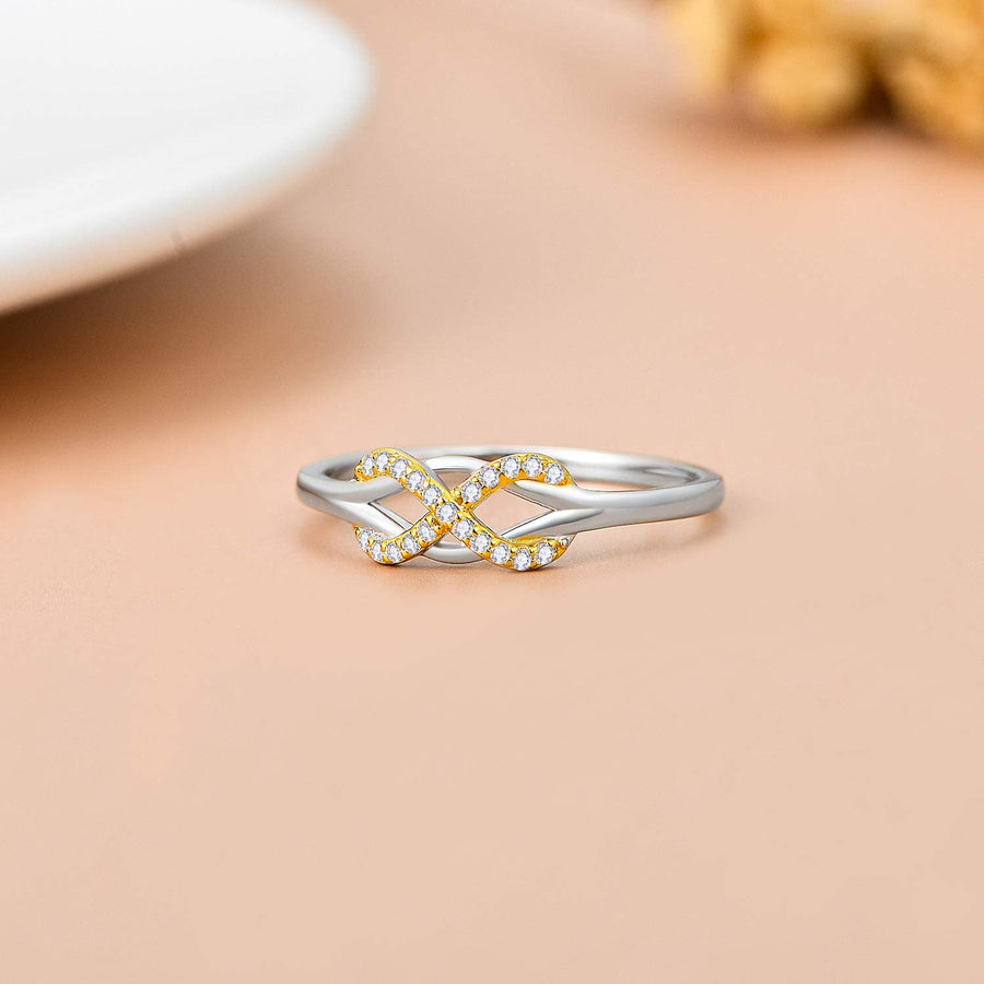 Infinity Love Band Ring,14K Solid Gold Celtic Love Knot Symbol Natural Diamond Ring Forever Endless Promise Ring Anniversary Wedding Engagement Band for Women Girls Size 5-11