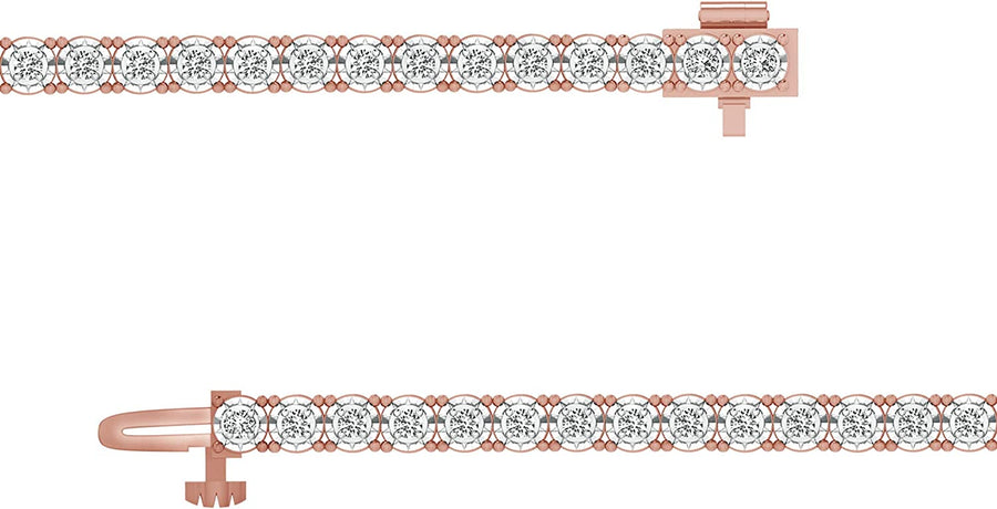 1.00 Carat Real Diamond Circle Link Tennis Bracelet (J, I3) Rhodium Plated over Sterling Silver Illusion Set Miracle Plate Wedding Fashion Jewelry| by  (White, Yellow, Rose Gold Tone)