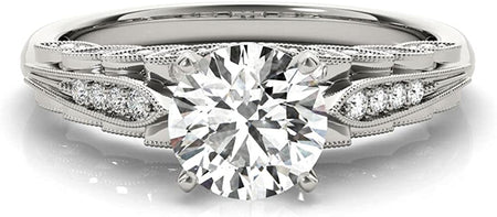 Engagement Ring 1.5 CT round Cut Graduated Floral Moissanite Engagement Rings for Women 10K 14K 18K White Gold