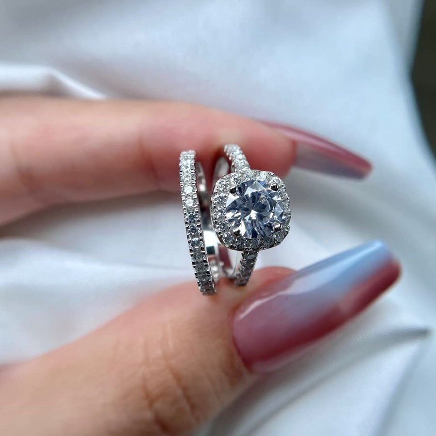 18K Gold Silver Wedding Ring Split Shank Pave Set 1 Carat Moissanite  Engagement Ring Wedding Anniversary for Women (9)