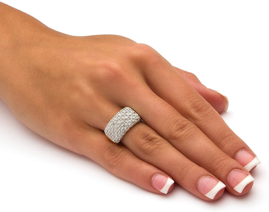 10K Yellow Gold round Genuine Diamond Pave Cluster Ring (1/5 Cttw, I Color, I3 Clarity) Sizes 7-12