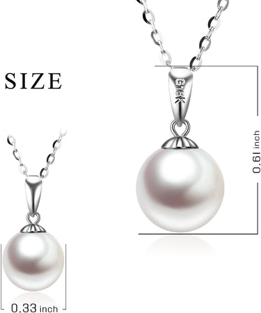 14K Gold Pearl Necklaces for Women with 18K Gold Pendant (Freshwater Cultured Pearl), Real Gold Present for Her, Jewelry Gifts for Mother Wife Girlfriend, 16"-18"