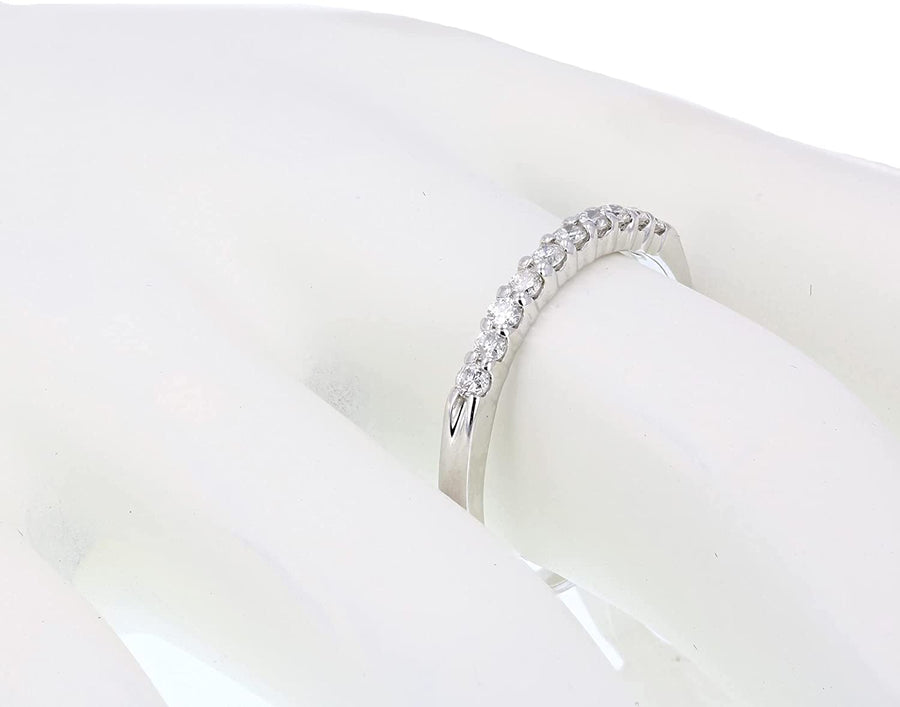 1/4 Carat (Ctw) Diamond Wedding Anniversary Band for Women, round Diamond Engagement Ring 14K White Gold 10 Stones Prong Set 0.25 Cttw, Size 4.5-10