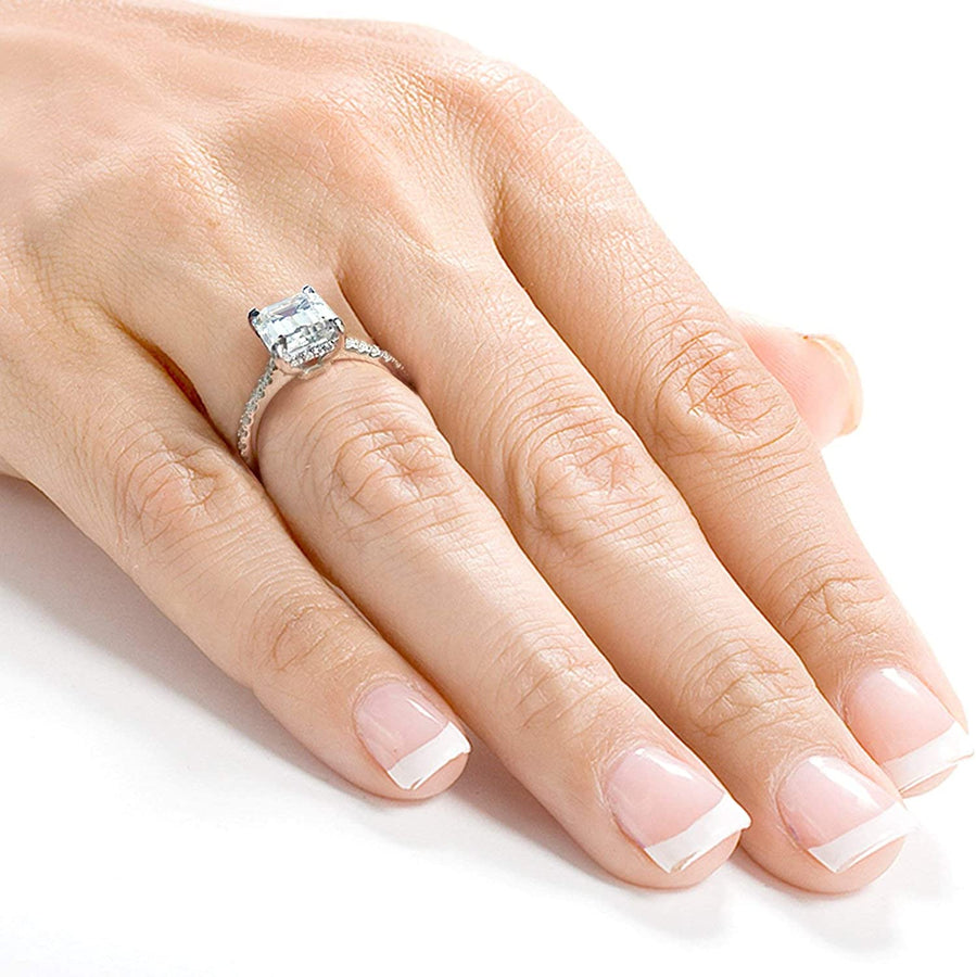 Emerald-Cut Forever One Moissanite Engagement Ring 2 7/8 CTW 14K White Gold