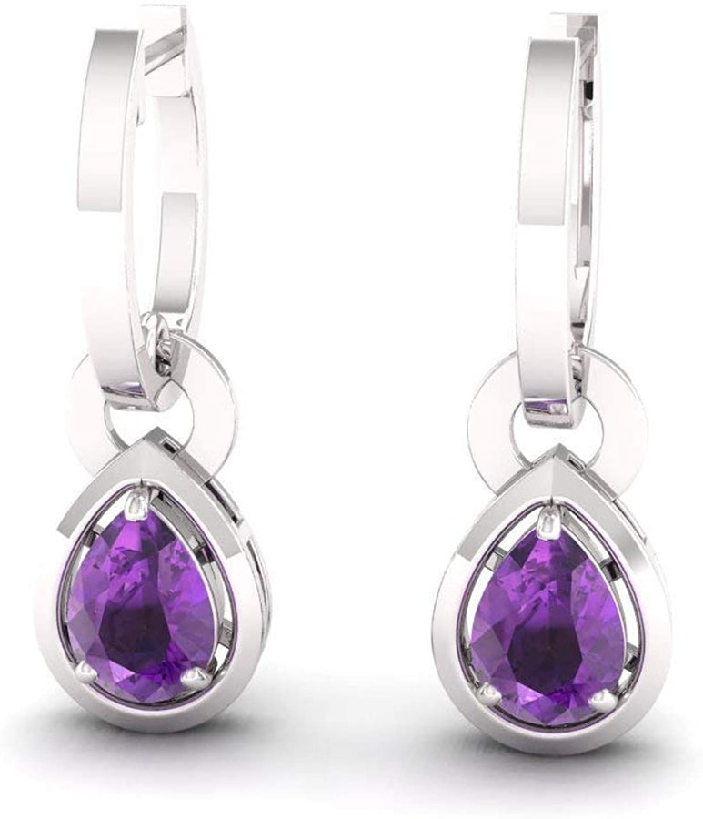 Natural and Certified Gemstone Drop Earrings in 14K White Gold | 0.64 Carat Earrings for Women