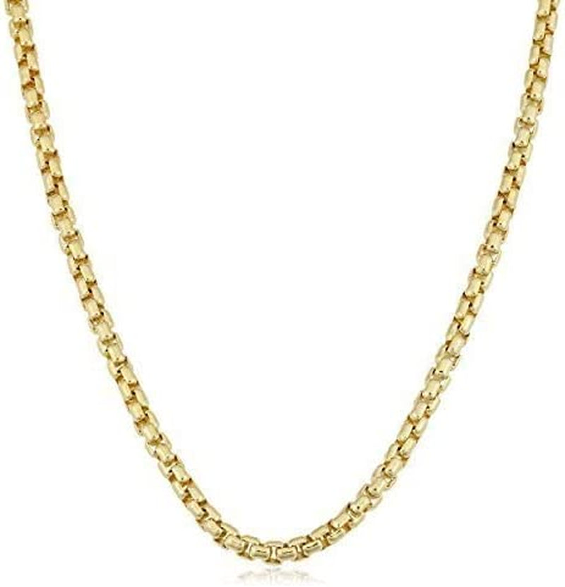 14K REAL Yellow or White SOLID Gold 1.35Mm, 1.7Mm, 2.3Mm, 3.4Mm Shiny Round-Box Chain Necklace for Pendants and Charms with Lobster Claw Clasp ( Men and Womens Chains ) (16