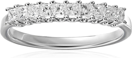 14K White Gold Princess-Cut Diamond Wedding Band (1/2Cttw, H-I Color, I1-I2 Clarity)