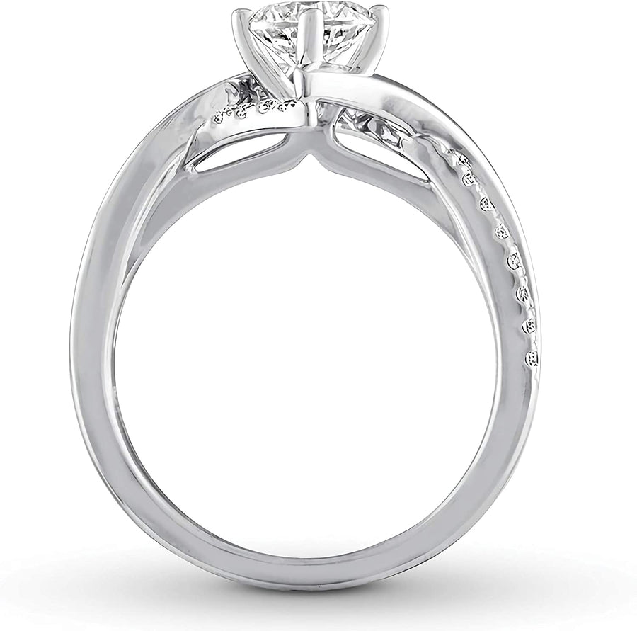 Engagement Ring 1.2 CT Moissanite Engagement Rings for Women Platinum Plated Silver